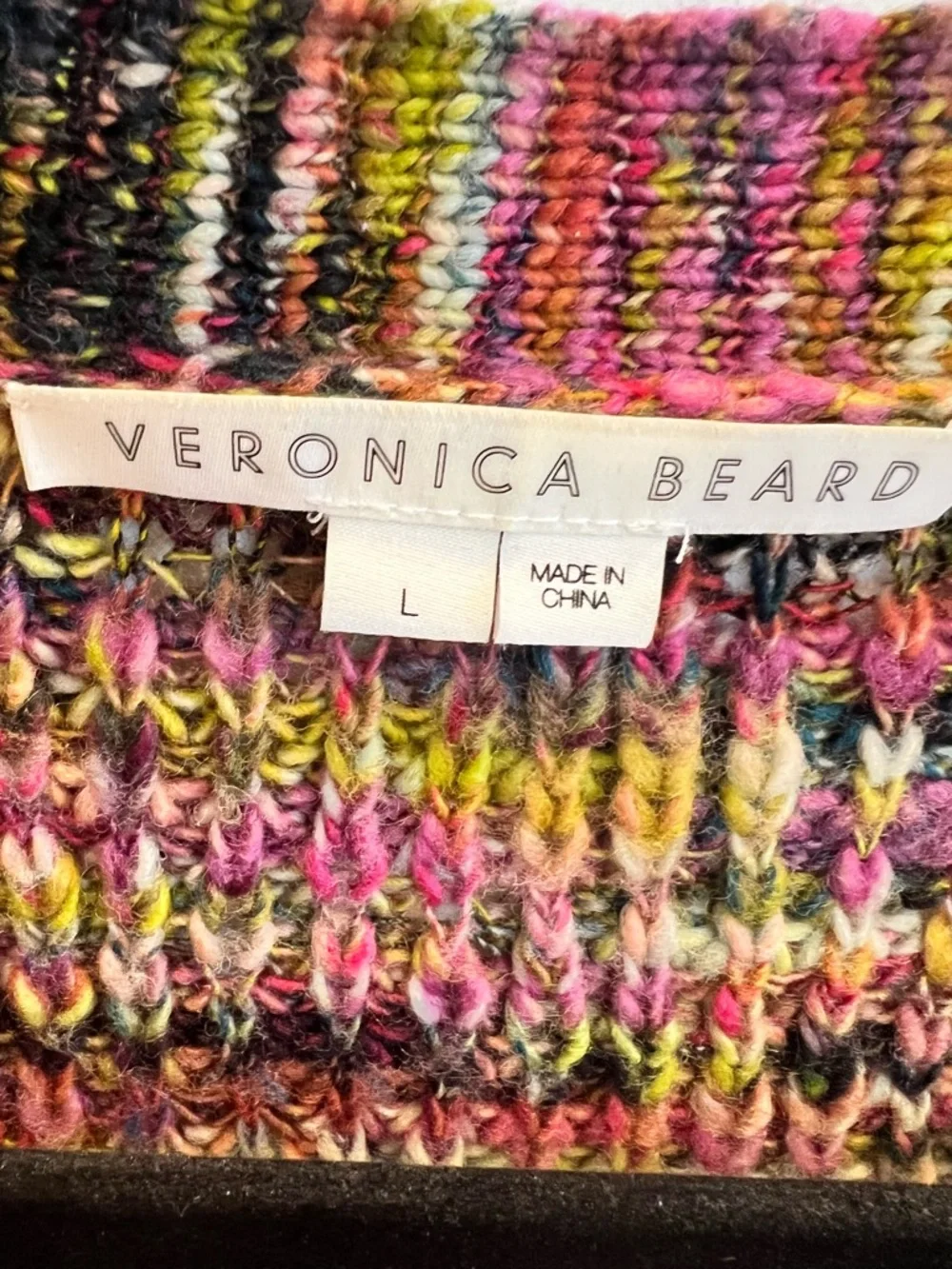 Veronica Beard Multicolor Open-Front Knit Cardigan - Pink, Yellow, Green - Picture 3 of 5